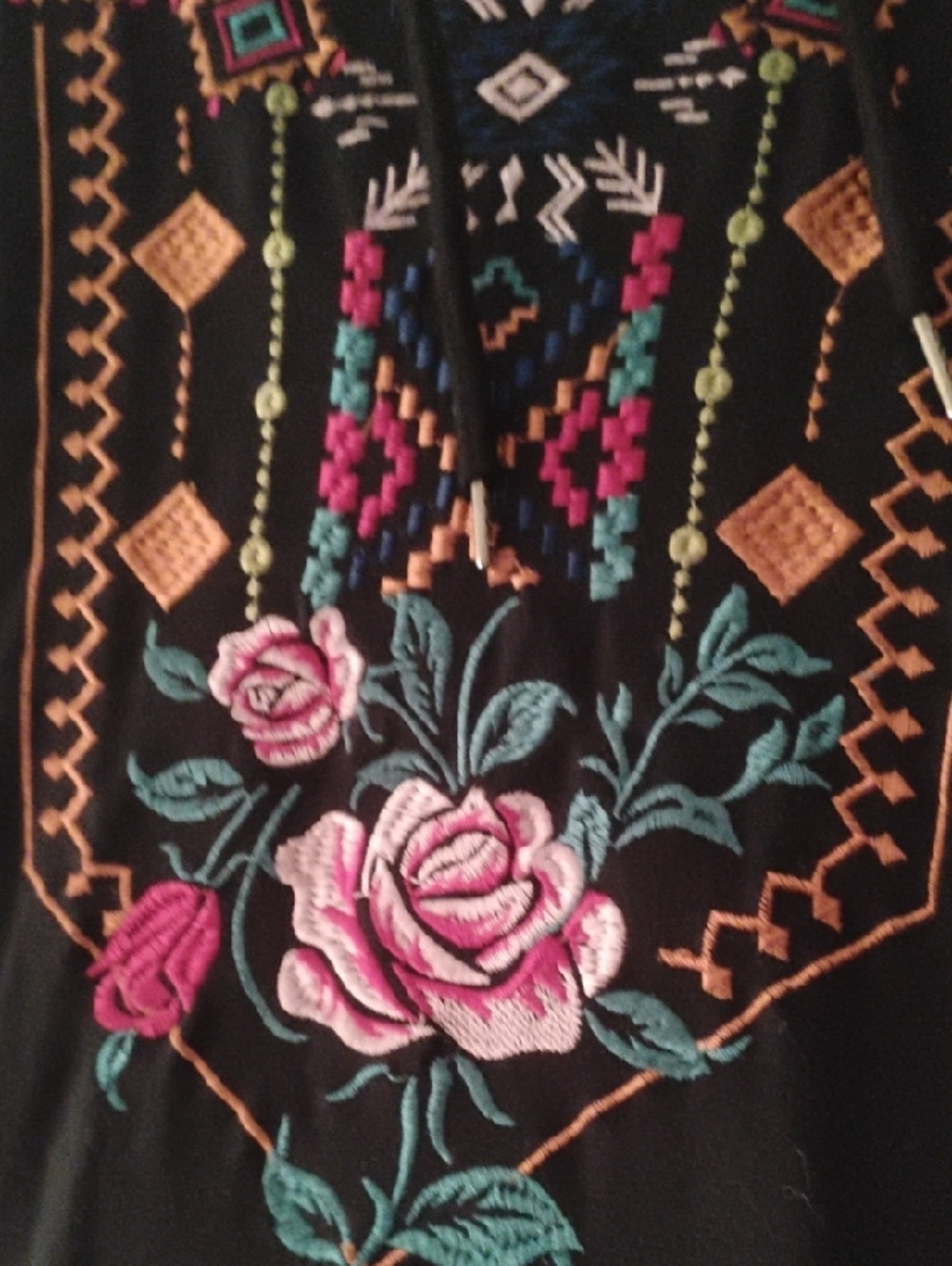 BloomChic Black Hooded Sweatshirt with Embroidery. This Hoodie Is Also Lined.